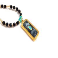 Gargantilla Ojo Turco esmaltado negro y turquesa