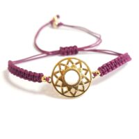 Pulsera Nudos Macramé con Mandala Aro baño oro