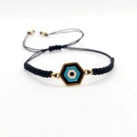 Pulsera Nudos Macramé Hexágono Ojo Turco