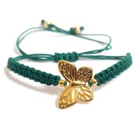 Pulsera Nudos Macramé con conector de mariposa baño oro