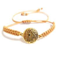 Pulsera Nudos Macramé con Ojo de Ra baño oro
