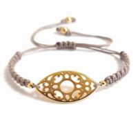 Pulsera Nudos Macramé con Ojo Turco Filigrana baño oro
